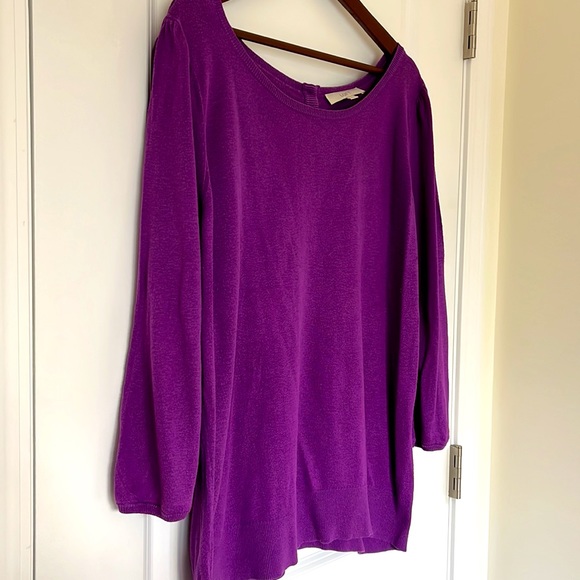 Loft Purple Sweater with Button Detail - Picture 4 of 9